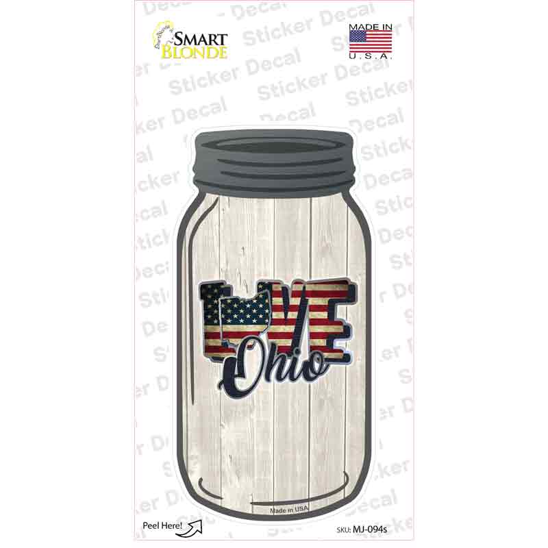 Love Ohio Silhouette Novelty Mason Jar Sticker Decal