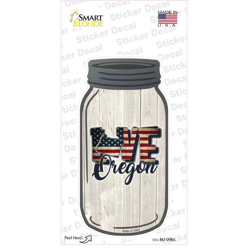 Love Oregon Silhouette Novelty Mason Jar Sticker Decal