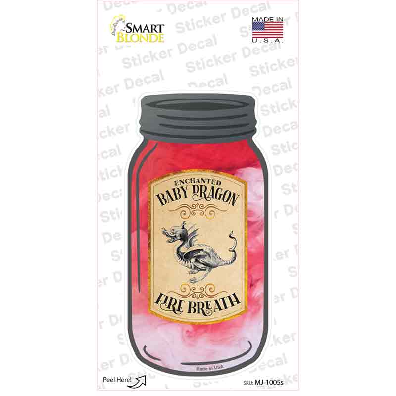 Baby Dragon Fire Breath Novelty Mason Jar Sticker Decal
