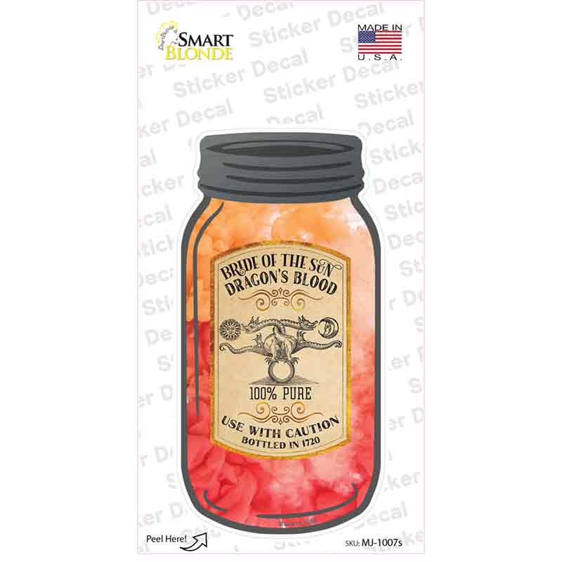 Dragons Blood Novelty Mason Jar Sticker Decal