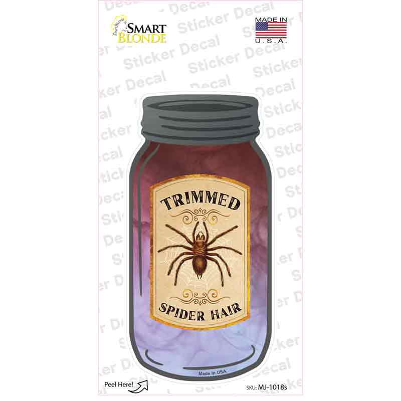 Trimmed Spider Hair Novelty Mason Jar Sticker Decal