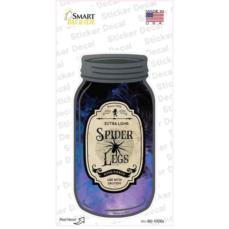 Spider Legs Novelty Mason Jar Sticker Decal