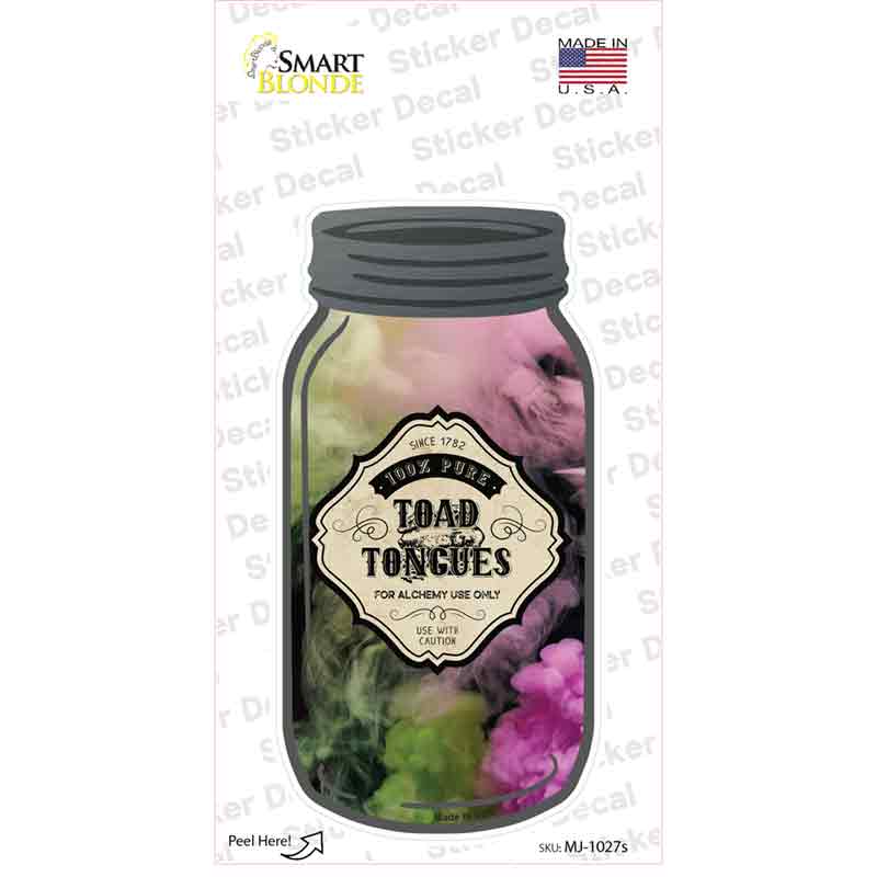 Toad Tongues Novelty Mason Jar Sticker Decal