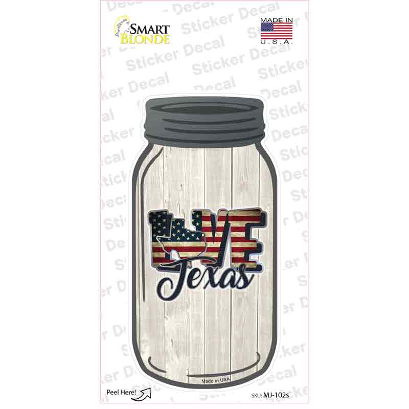 Love Texas Silhouette Novelty Mason Jar Sticker Decal