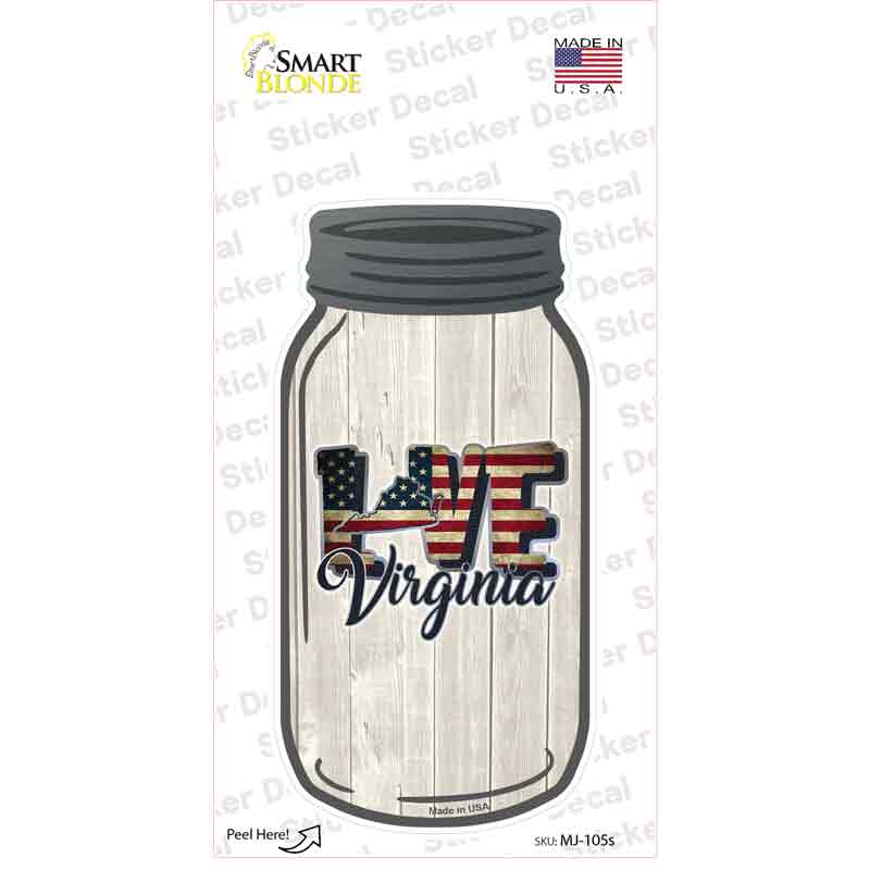 Love Virginia Silhouette Novelty Mason Jar Sticker Decal
