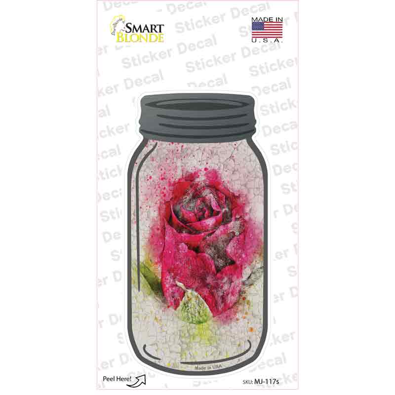 Pink Rose Watercolor Novelty Mason Jar Sticker Decal
