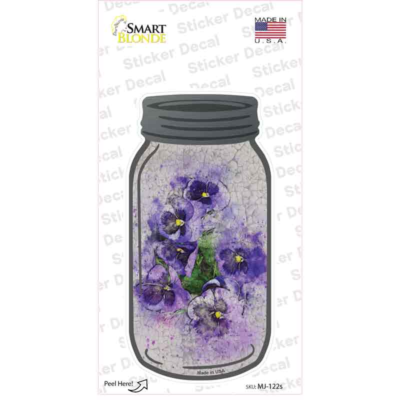 Purple Pansy Watercolor Novelty Mason Jar Sticker Decal