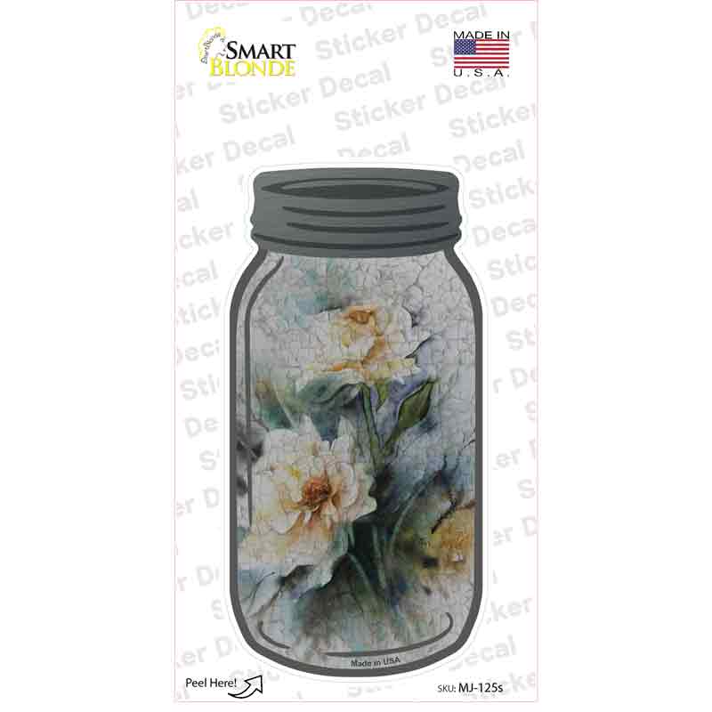 White Flower Watercolor Novelty Mason Jar Sticker Decal