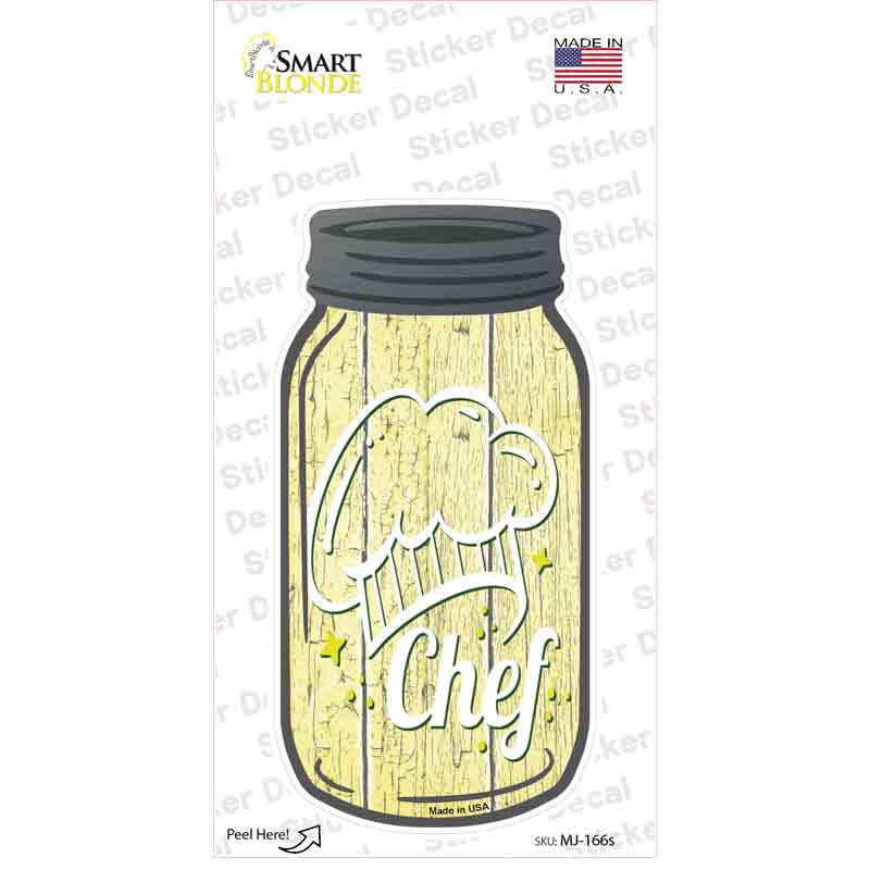Chef Hat Yellow Novelty Mason Jar Sticker Decal