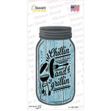 Chillin and Grillin Blue Novelty Mason Jar Sticker Decal