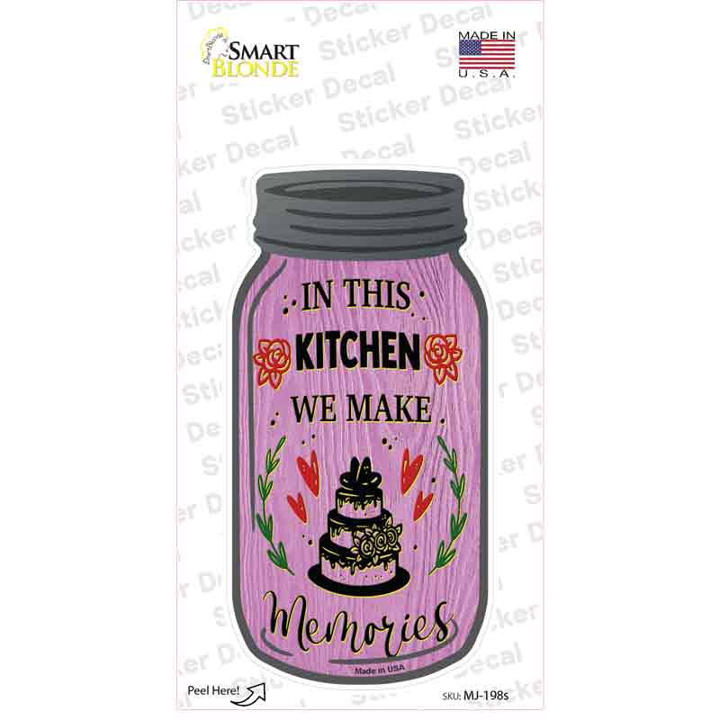 Make Memories Pink Cake Novelty Mason Jar Sticker Decal