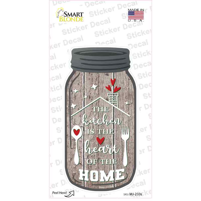 Kitchen Heart Of Home Novelty Mason Jar Sticker Decal