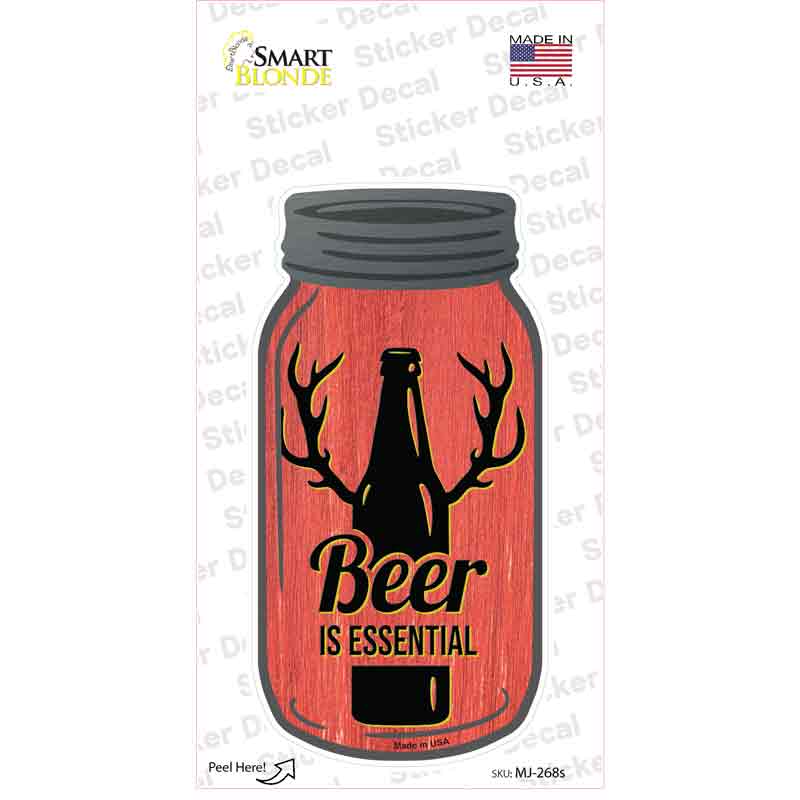 Beer Essential Antlers Novelty Mason Jar Sticker Decal