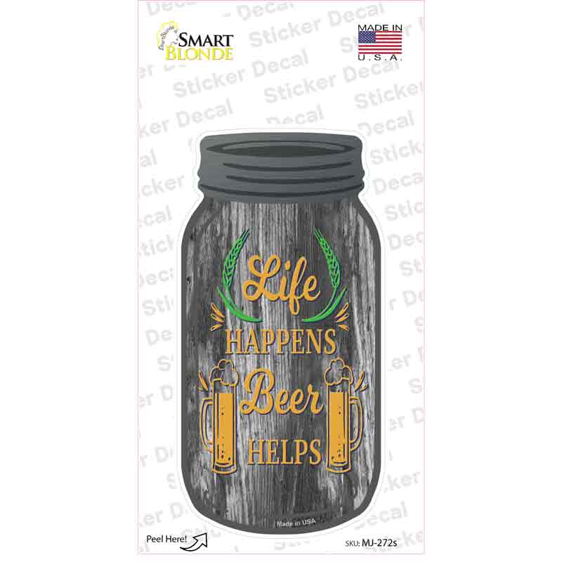 Beer Helps Novelty Mason Jar Sticker Decal