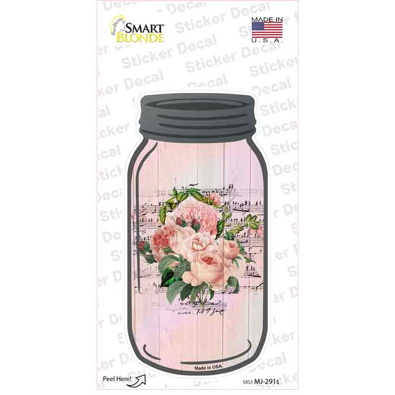 Pink Bouquet With Music Novelty Mason Jar Sticker Decal