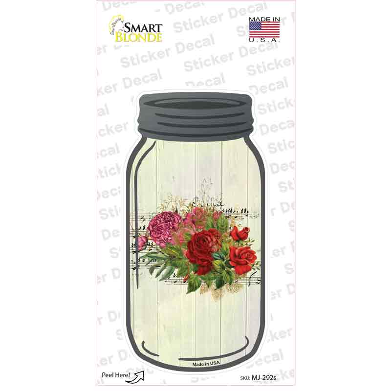 Red Bouquet With Music Novelty Mason Jar Sticker Decal