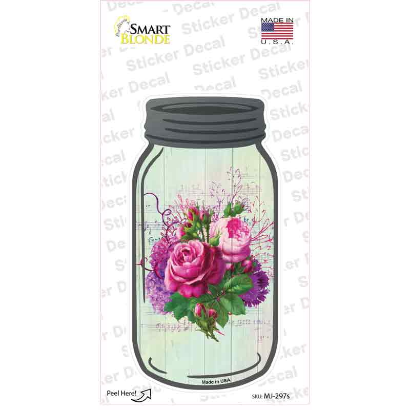 Pink And Purple Bouquet With Music Novelty Mason Jar Sticker Decal