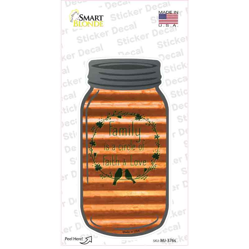 Family Circle Corrugated Orange Novelty Mason Jar Sticker Decal