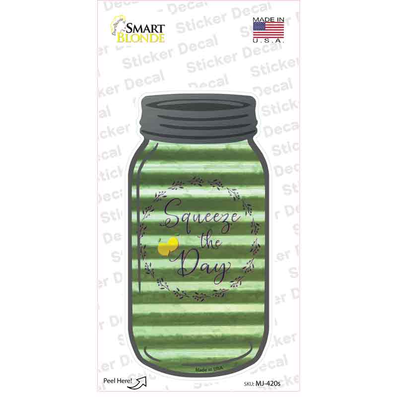 Squeeze The Day Corrugated Novelty Mason Jar Sticker Decal