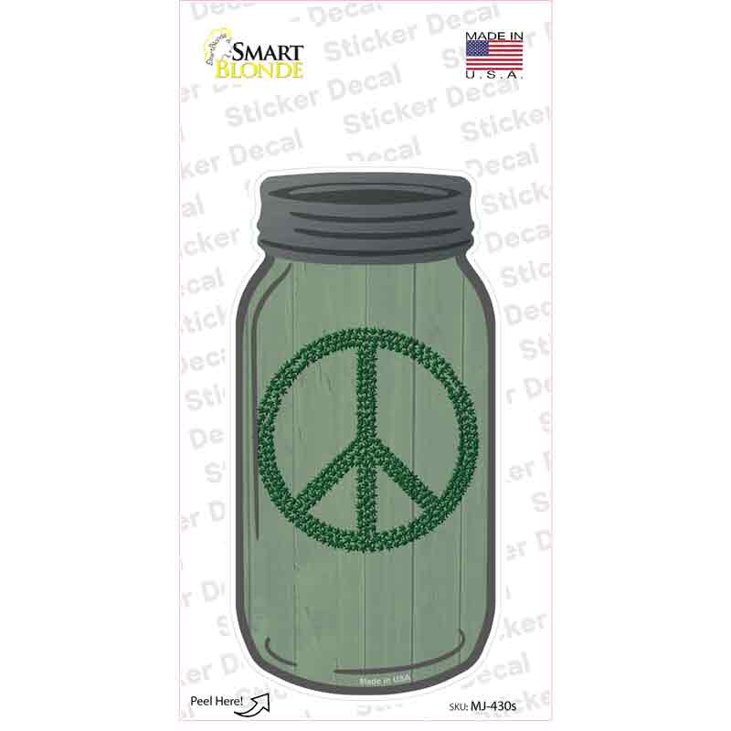 Peace Sign Marijuana Novelty Mason Jar Sticker Decal