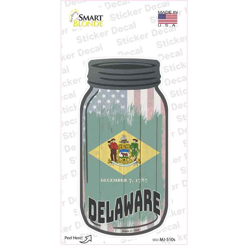 Delaware | USA Flag Novelty Mason Jar Sticker Decal
