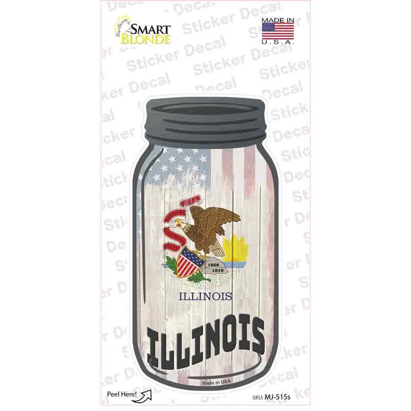 Illinois | USA Flag Novelty Mason Jar Sticker Decal