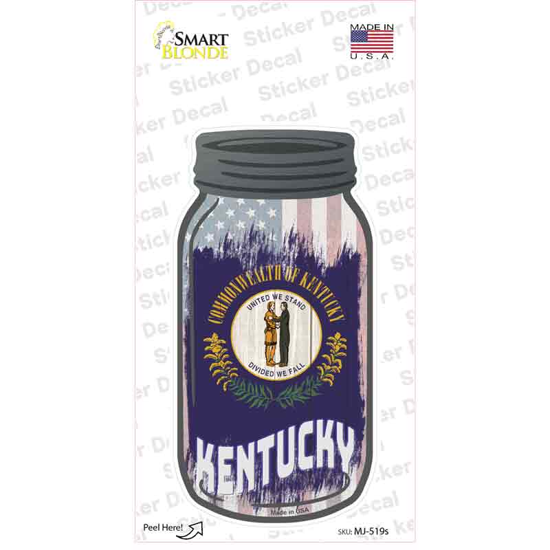 Kentucky | USA Flag Novelty Mason Jar Sticker Decal