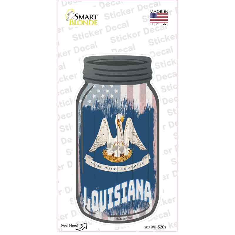 Louisiana | USA Flag Novelty Mason Jar Sticker Decal