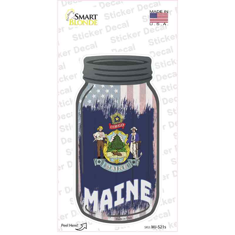 Maine | USA Flag Novelty Mason Jar Sticker Decal