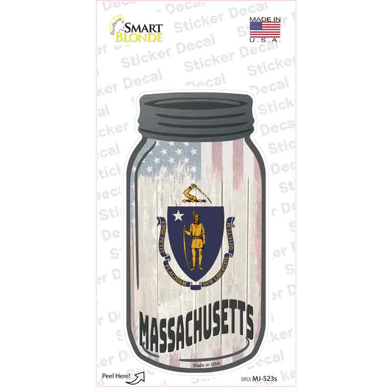 Massachusetts | USA Flag Novelty Mason Jar Sticker Decal
