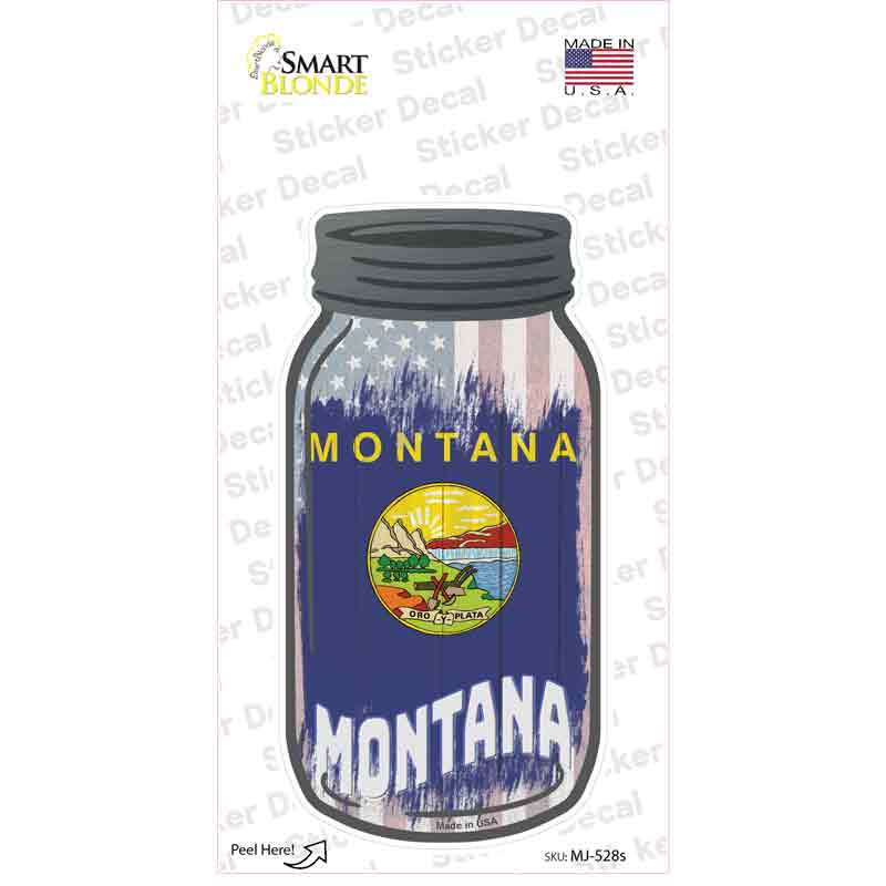 Montana | USA Flag Novelty Mason Jar Sticker Decal