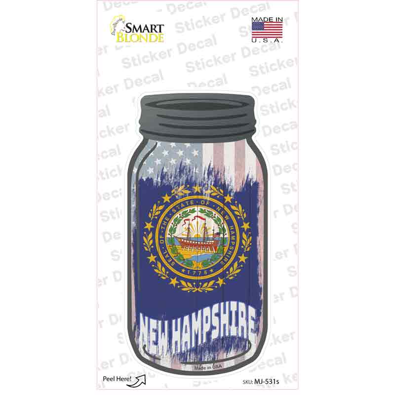 New Hampshire | USA Flag Novelty Mason Jar Sticker Decal
