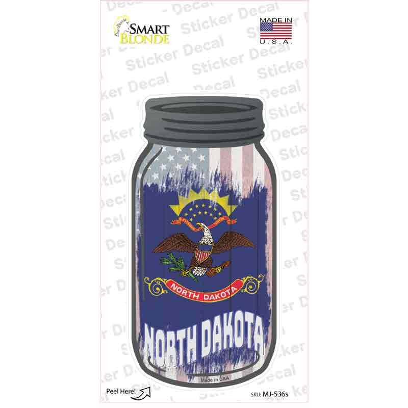 North Dakota | USA Flag Novelty Mason Jar Sticker Decal