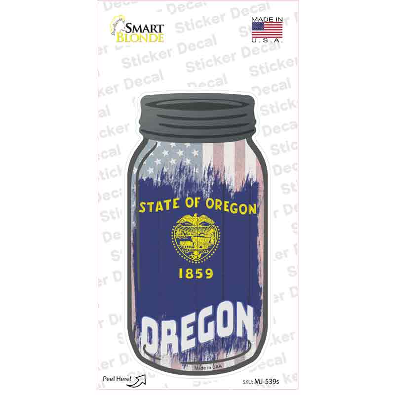 Oregon | USA Flag Novelty Mason Jar Sticker Decal