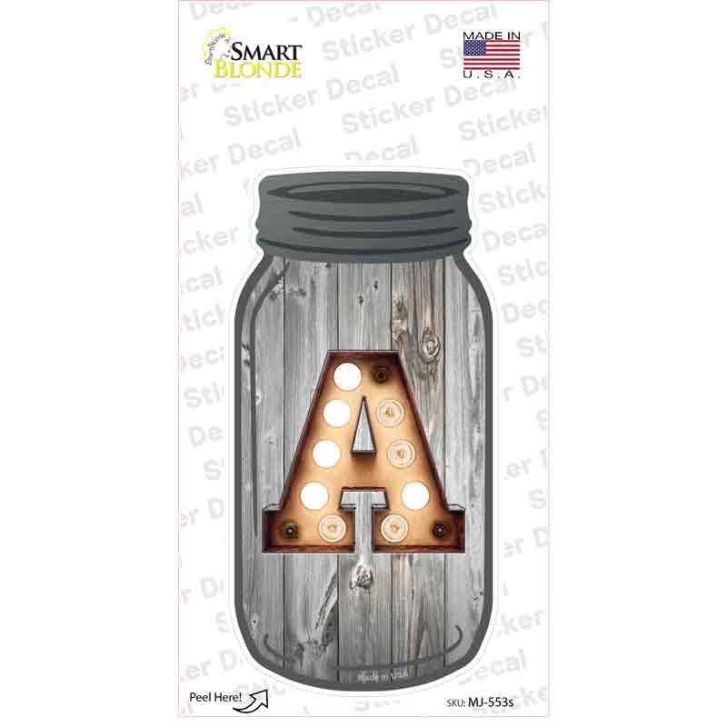 A Bulb Lettering Novelty Mason Jar Sticker Decal