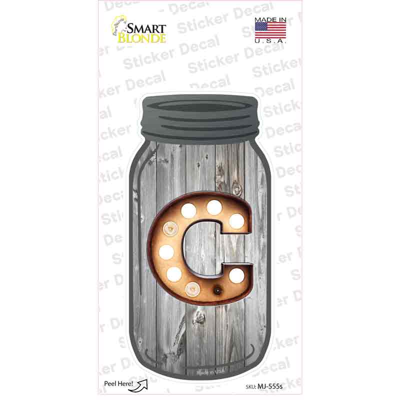 C Bulb Lettering Novelty Mason Jar Sticker Decal