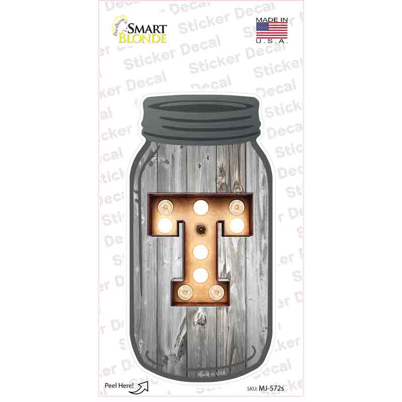 T Bulb Lettering Novelty Mason Jar Sticker Decal