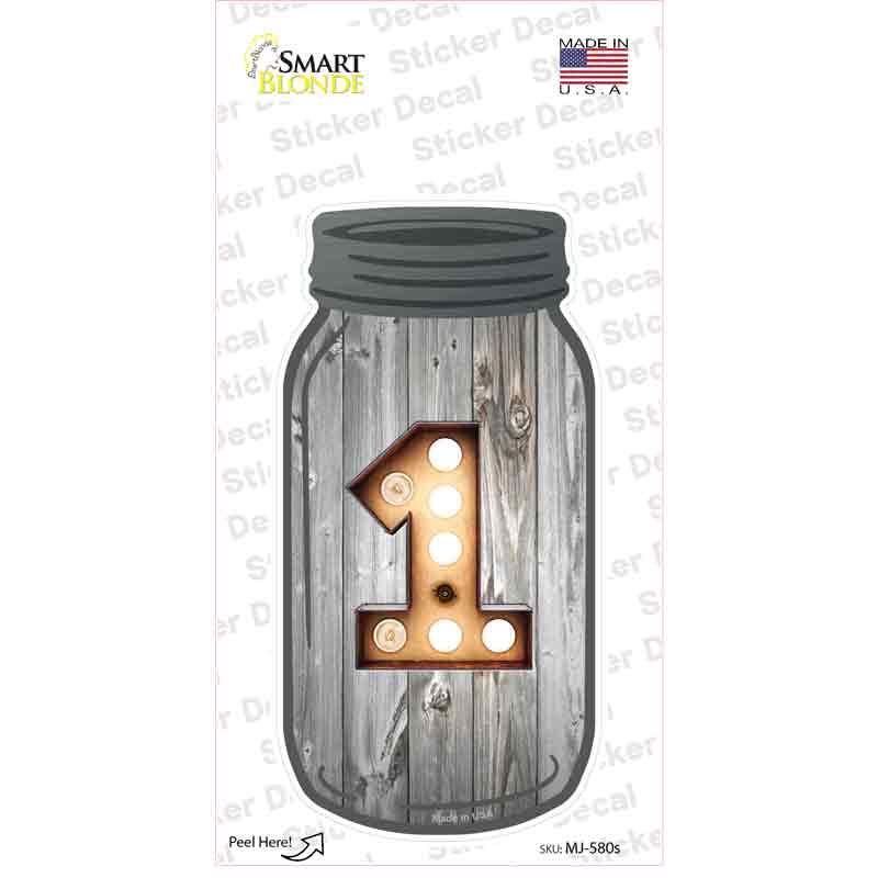 1 Bulb Lettering Novelty Mason Jar Sticker Decal