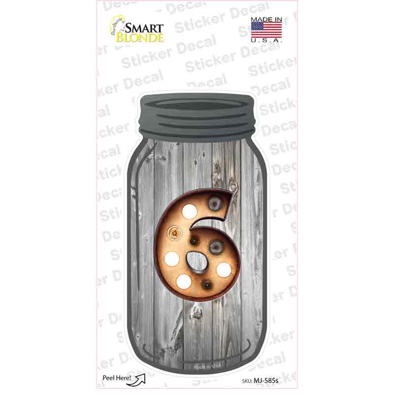 6 Bulb Lettering Novelty Mason Jar Sticker Decal