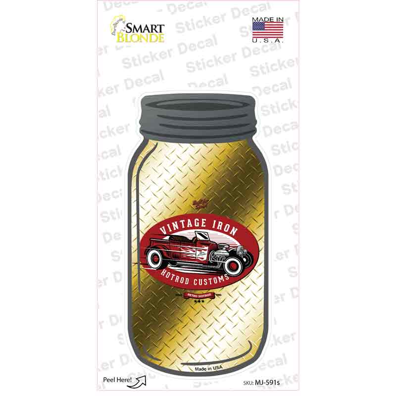 Vintage Iron Yellow Diamond Novelty Mason Jar Sticker Decal