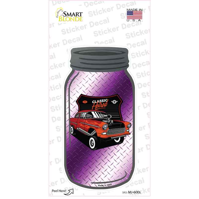 Classic Hot Rod Purple Diamond Novelty Mason Jar Sticker Decal