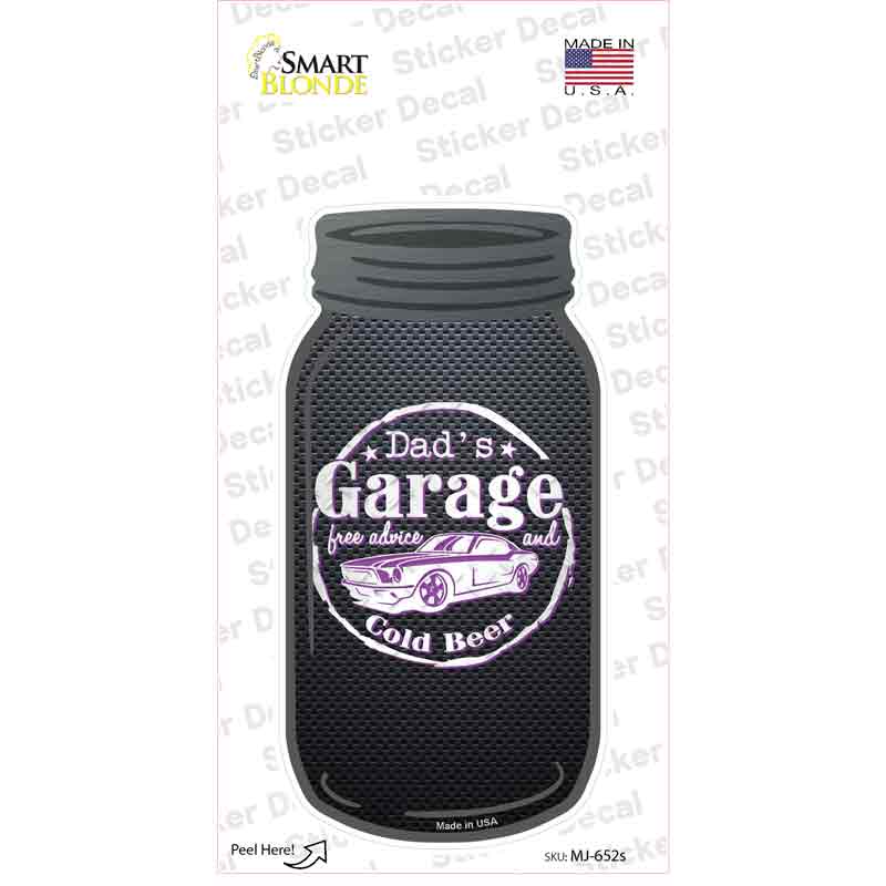 Dads Garage Purple Novelty Mason Jar Sticker Decal