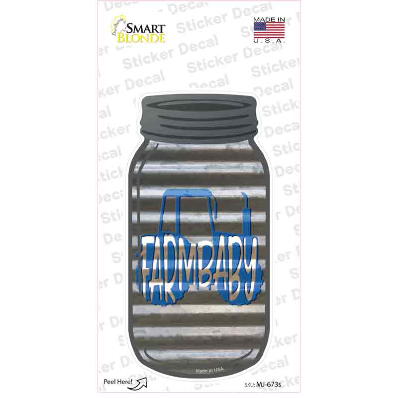Farmbaby Blue Tractor Corrugated Novelty Mason Jar Sticker Decal
