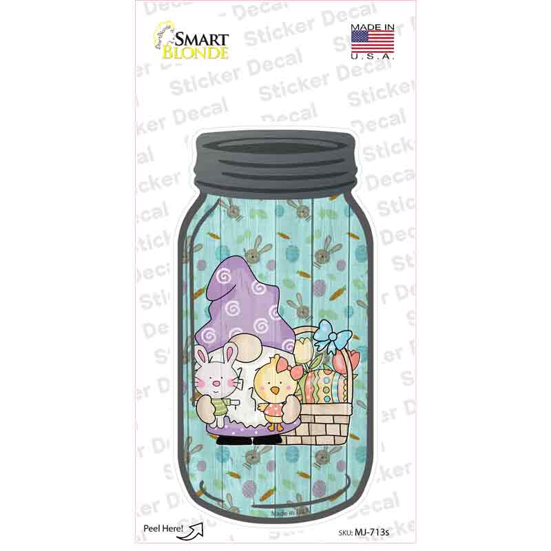 Gnome With Easter Basket Novelty Mason Jar Sticker Decal