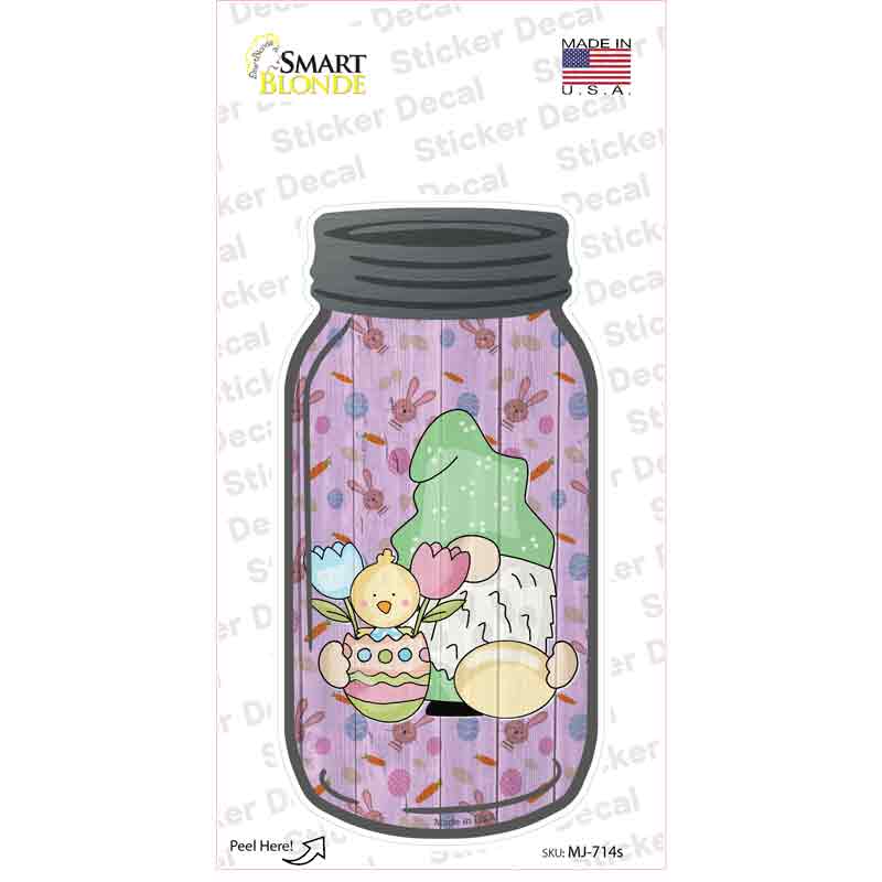Gnome With Chick and Egg Novelty Mason Jar Sticker Decal