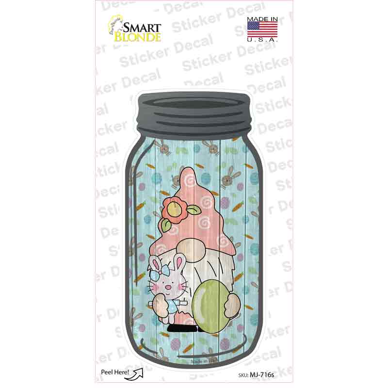 Gnome With Green Egg Novelty Mason Jar Sticker Decal