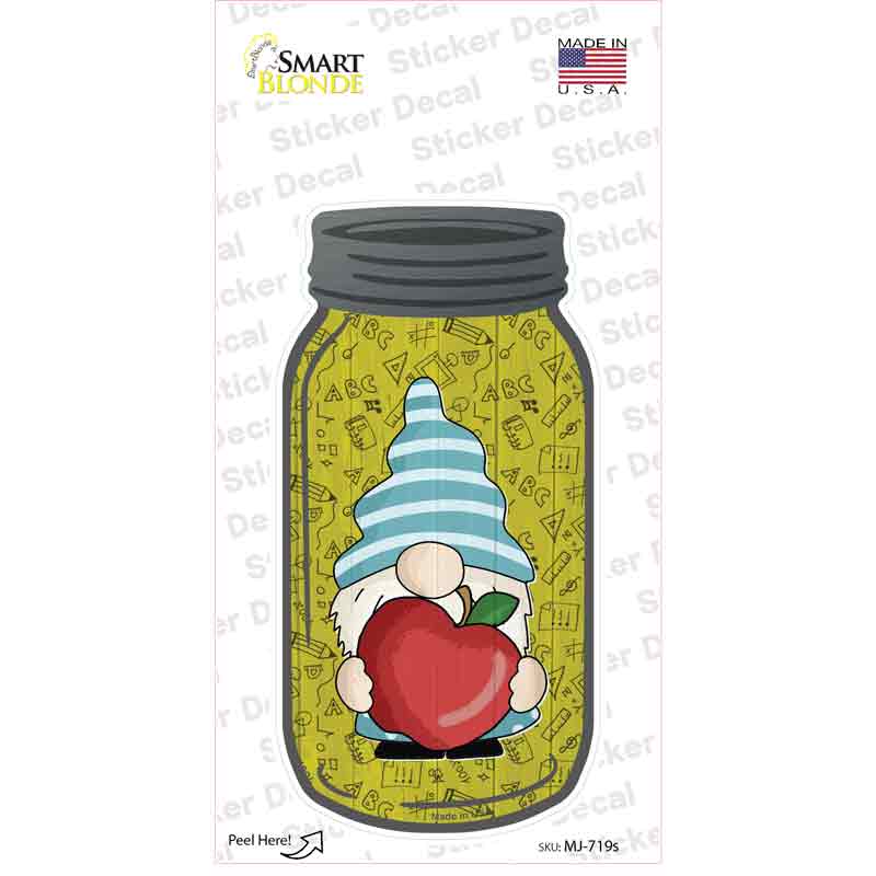 Gnome With Apple Novelty Mason Jar Sticker Decal