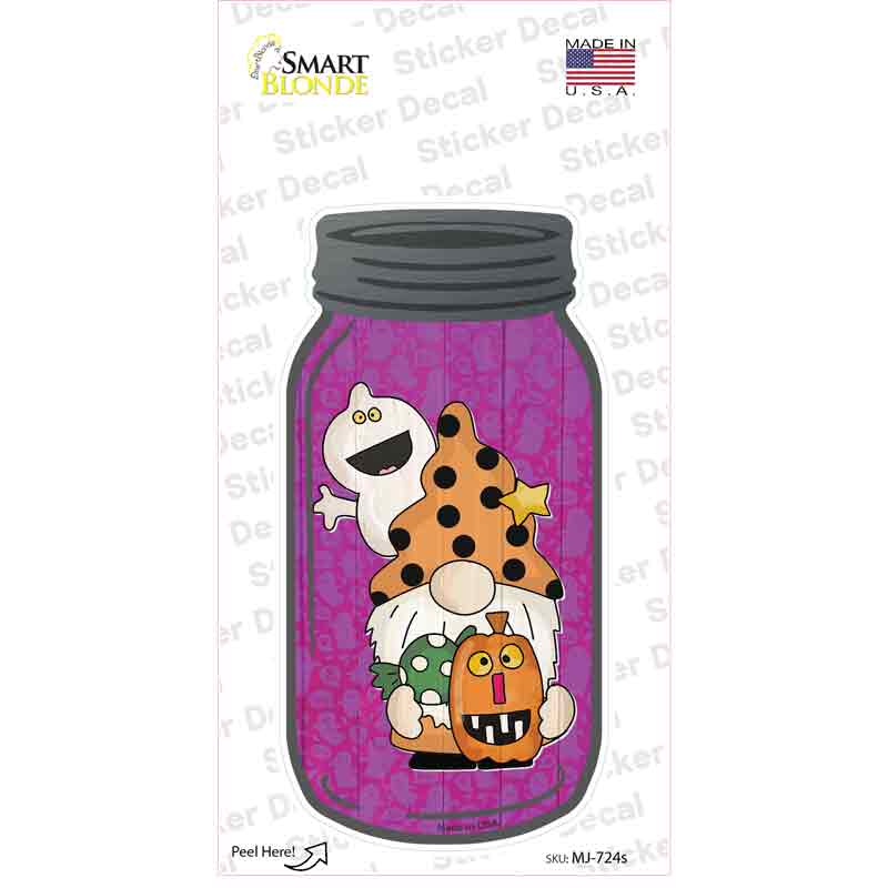 Gnome With Flying Ghost Novelty Mason Jar Sticker Decal