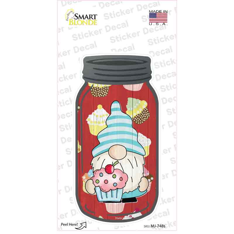 Gnome With Pink Cupcake Novelty Mason Jar Sticker Decal