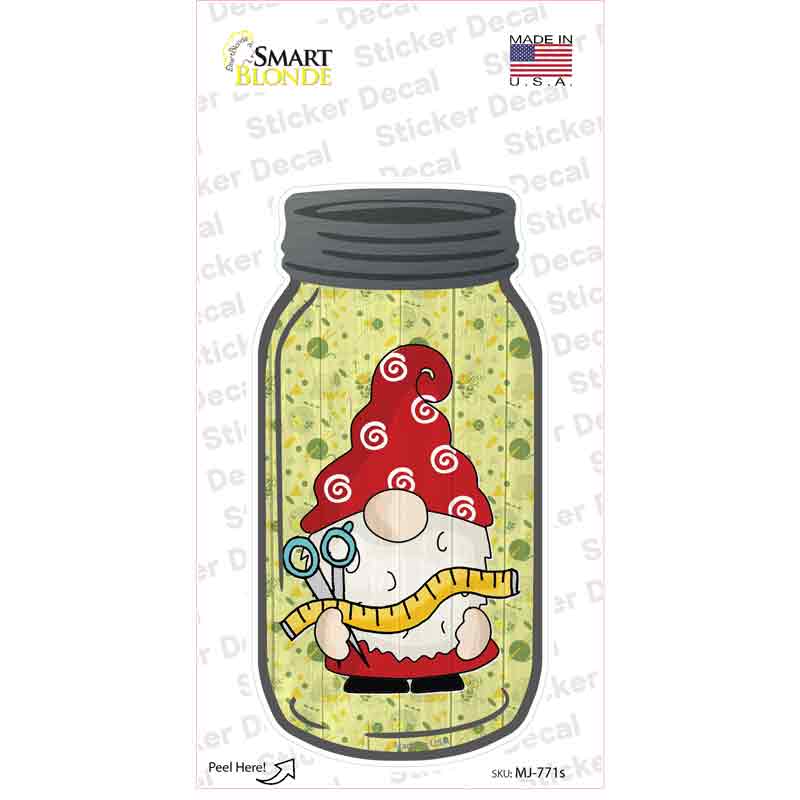 Gnome With Ruler Novelty Mason Jar Sticker Decal